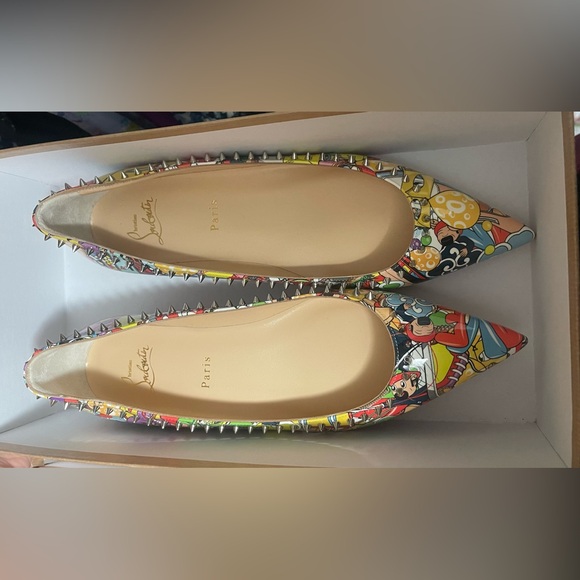 Christian Louboutin Handbags - Christian Louboutin Multicolor Studded Pointed Flat